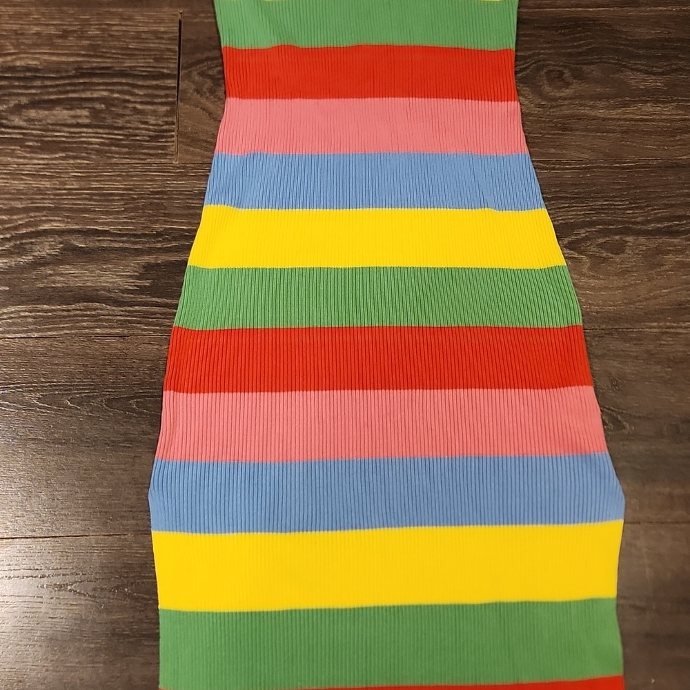 ❤️ ENGLISH FACTORY RIBBED KNIT TIE SHOULDER BODYCON MIDI DRESS, SMALL - Picture 4 of 10
